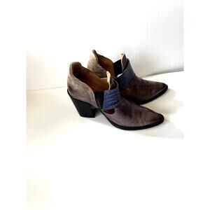 Fluevog Room 502 open-sided bumped toe heel bootie leather purple sz 8